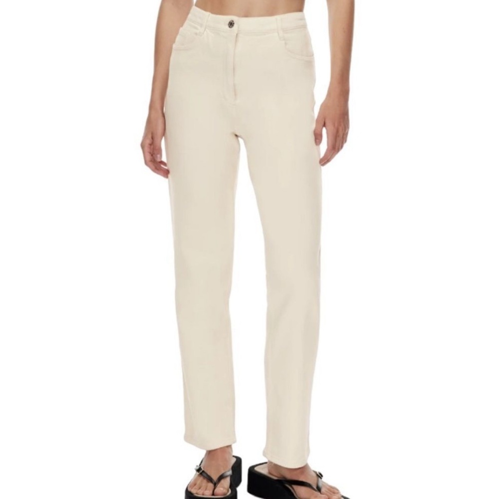 Wilfred Free Aritzia Cream Straight Leg Jeans